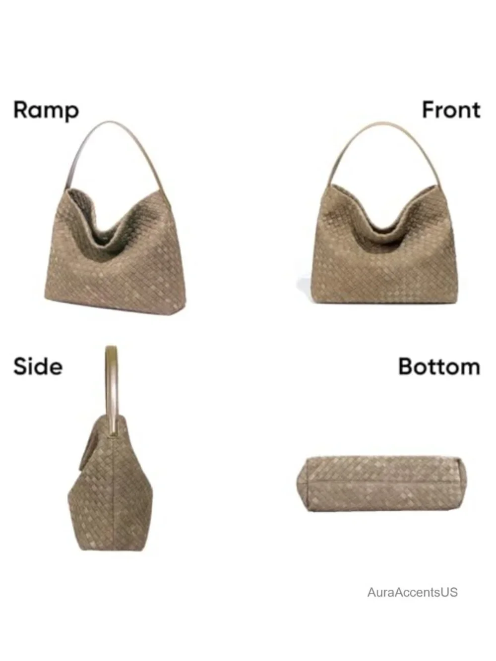 Suede Woven Tote Bag for Women - Roomy Hobo Shoulder Purse
